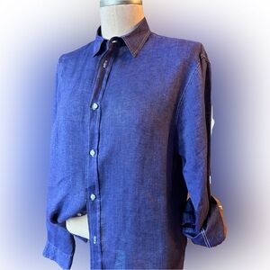 Frank & Eileen Indigo Blue Linen Button-Down Shirt